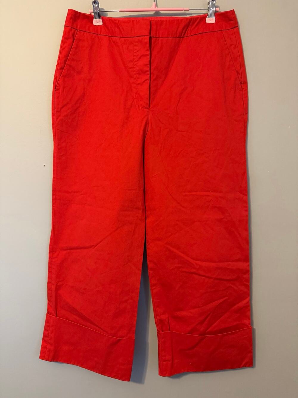 Boden Red Cropped Pants Wide Cuff Straight Leg Chino Trousers